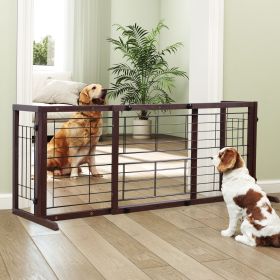 38"-71" Adjustable Wooden Pet Gate for Dogs, Indoor Freestanding Dog Fence for Doorways, Stairs, Deep Brown 38"-71" Adjustable Wooden Pet Gate for Dogs, Indoor Freestanding Dog Fence for Doorways, Stairs, Deep Brown